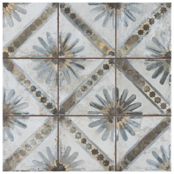 SomerTile - Harmonia 13 in. x 13 in. Ceramic Tile - Kings Marrakech Blue For Sale