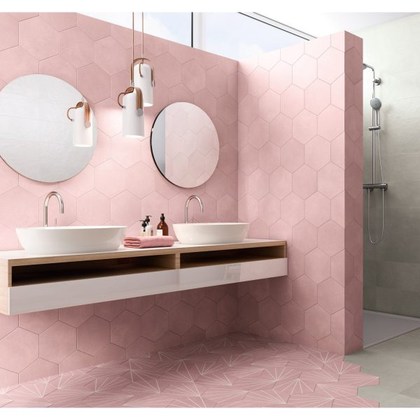 Soci Tile - Aura Decor Hexagon 9  x 10  Porcelain Tile - Blush Discount