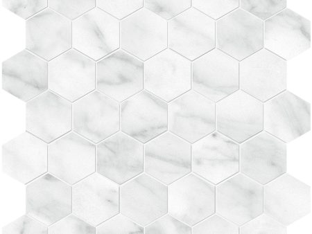 Anatolia - Plata 2 in. Glazed Porcelain Hexagon Mosaic - Carrara Abisso Matte Sale