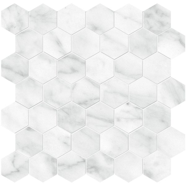 Anatolia - Plata 2 in. Glazed Porcelain Hexagon Mosaic - Carrara Abisso Matte Sale