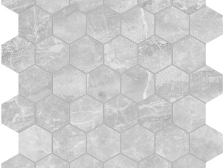 Anatolia - Plata 2 in. Glazed Porcelain Hexagon Mosaic - Perla Grigia Polished Online now