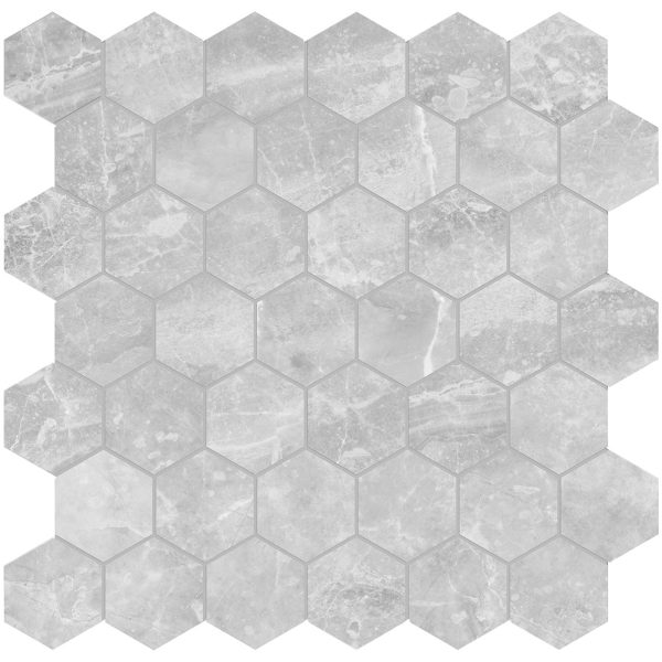 Anatolia - Plata 2 in. Glazed Porcelain Hexagon Mosaic - Perla Grigia Polished Online now