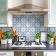 SomerTile - Harmonia 13 in. x 13 in. Ceramic Tile - Floral Lattice Blue Online now