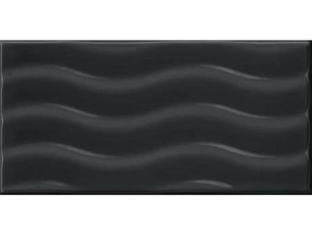 Daltile RetroSpace 3 in. x 6 in. Wave Accent Wall Tile - Jet Black For Cheap