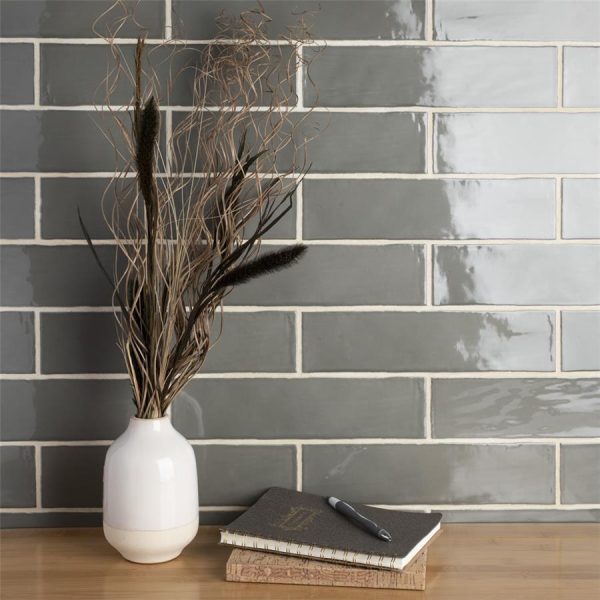 SomerTile - Chester 3  x 12  Subway Tile - Grey For Sale