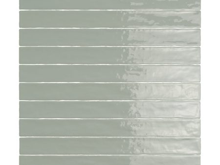 Lungarno - Linea 2 in. x 20 in. Ceramic Tile - Verde Menta Glossy For Sale