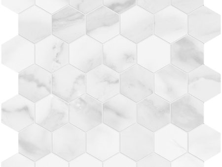 Anatolia - Plata 2 in. Glazed Porcelain Hexagon Mosaic - Statuario Brina Polished Supply