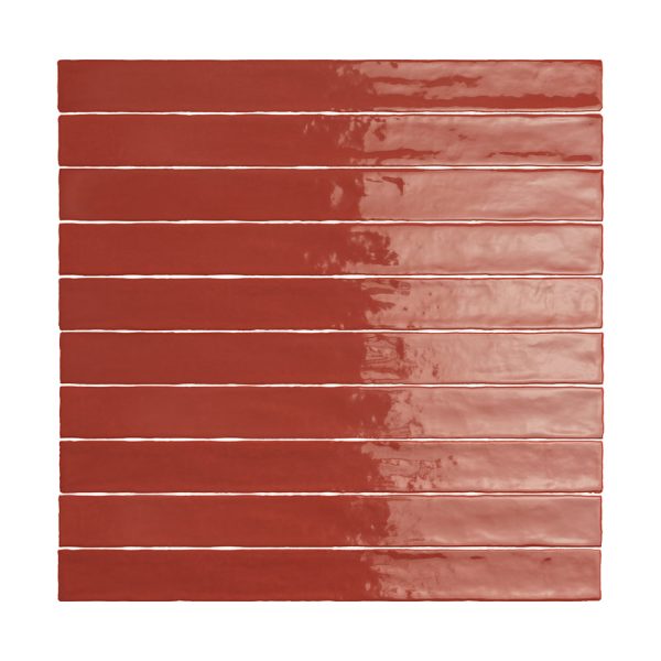 Lungarno - Linea 2 in. x 20 in. Ceramic Tile - Terracotta Glossy For Cheap