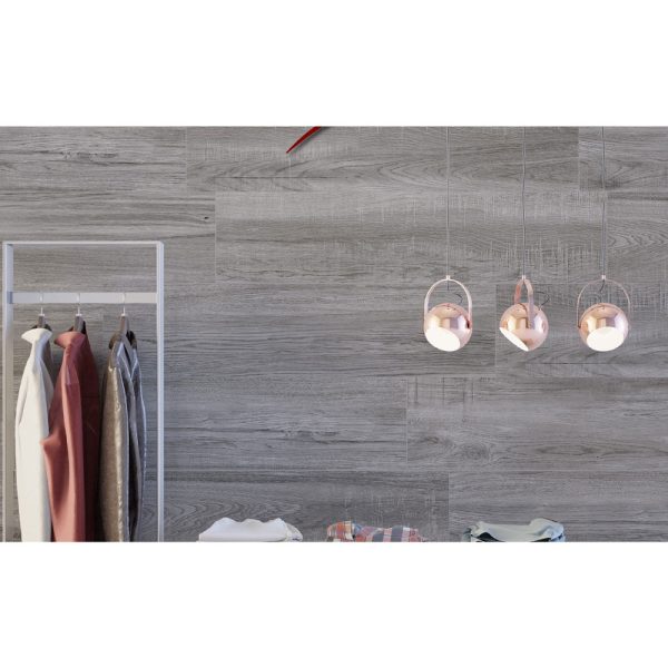 General Ceramic - Baltimore 9 in. x 48 in. Wood Look Porcelain Tile - Gris Fashion