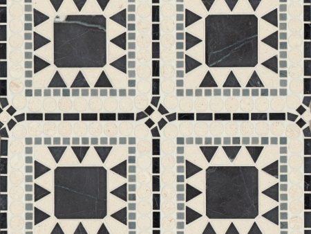 Bedrosians - Atrium Honed Marble Blend Mosaic - Nero Marquina, Bardiglio & Myra Beige For Discount