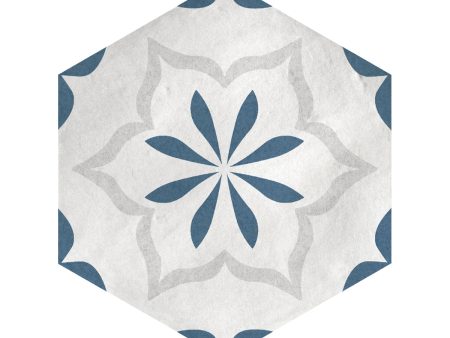 Lungarno Ceramics - Casablanca - Ocean Blue Hex Deco Discount