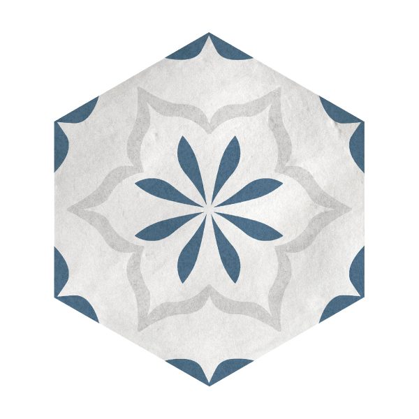 Lungarno Ceramics - Casablanca - Ocean Blue Hex Deco Discount