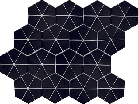 Daltile - Stagecraft - Undulated Kaleidoscope Mosaic - Black K111 Glossy For Sale