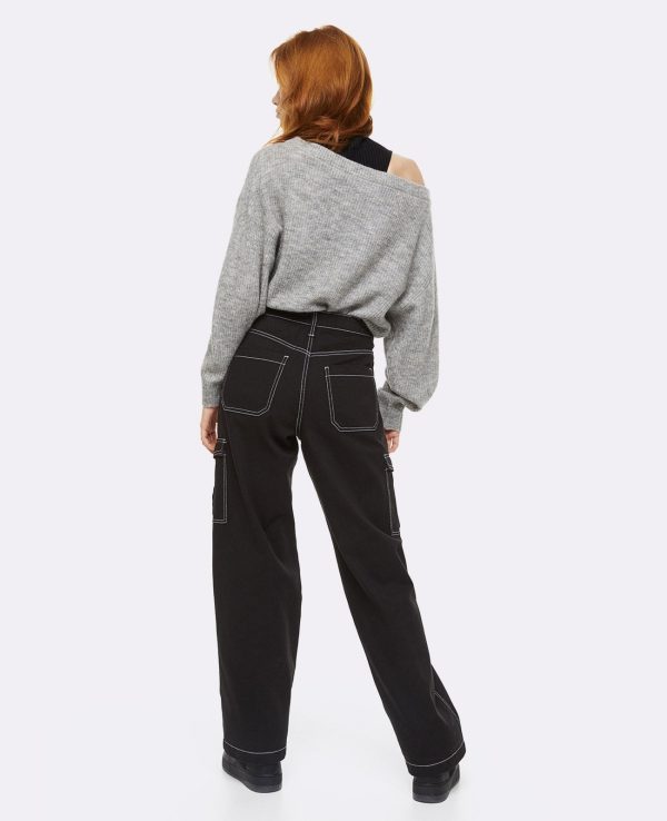 High Waisted Cotton Pant - Black Online Sale