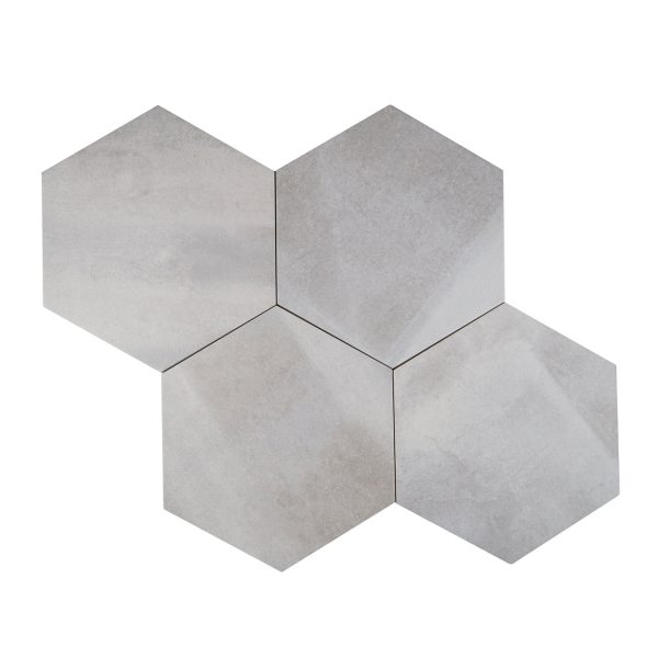 Lungarno Ceramics - Disk 14 in. x 16 in. Porcelain Hexagon Tile - Grey Discount