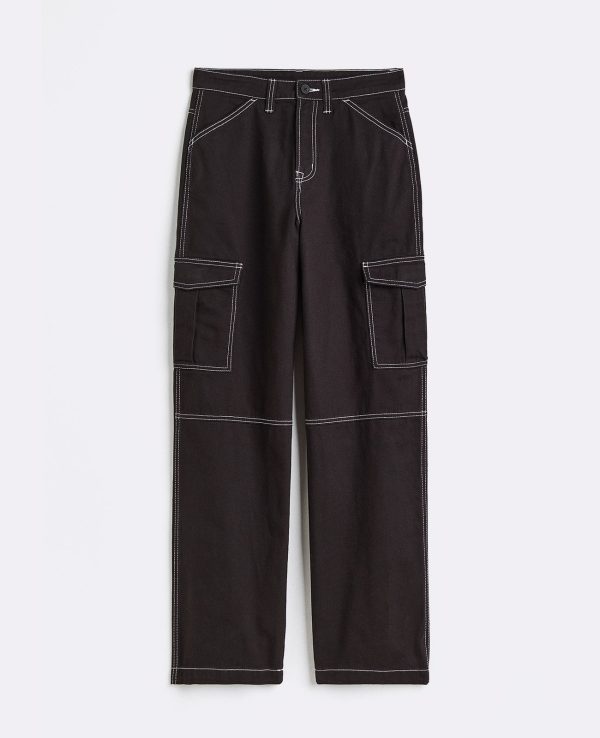 High Waisted Cotton Pant - Black Online Sale