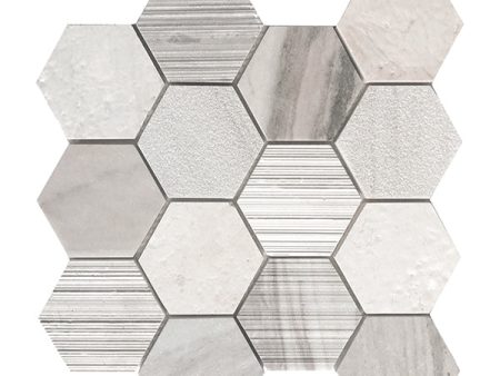 Tesoro Metropolitan Contempo - Terra Nova  Skyline Multi Finish 3 in. Hex Blend Mosaic Supply