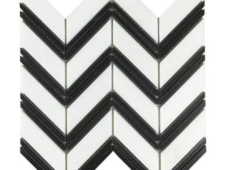 Tesoro Metropolitan Blends - Chevron Thassos with Black Bands Cheap