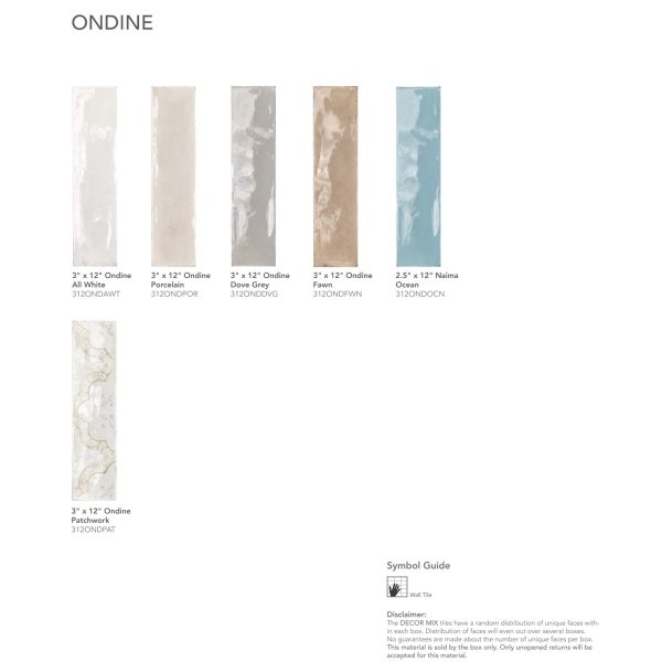 Topcu - Ondine 3 in. x 12 in Wall Tile - Ocean Online