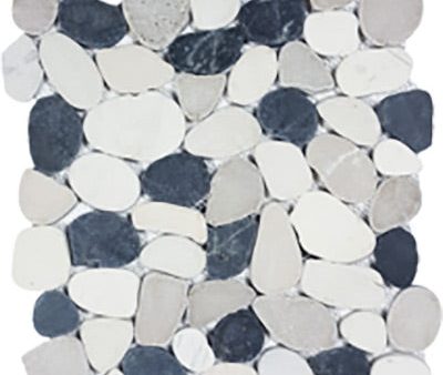 Tesoro Decorative Collection - Ocean Stone Mosaics - Black White Tan Sliced Online Sale