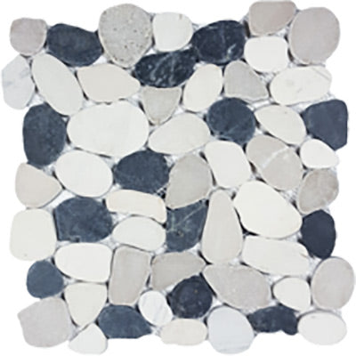 Tesoro Decorative Collection - Ocean Stone Mosaics - Black White Tan Sliced Online Sale