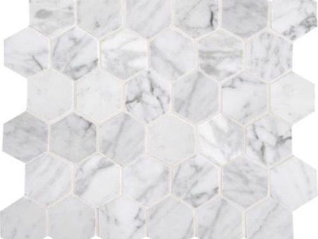 Daltile - Carrara White 2 in. Hexagon Mosaic - Polished Cheap