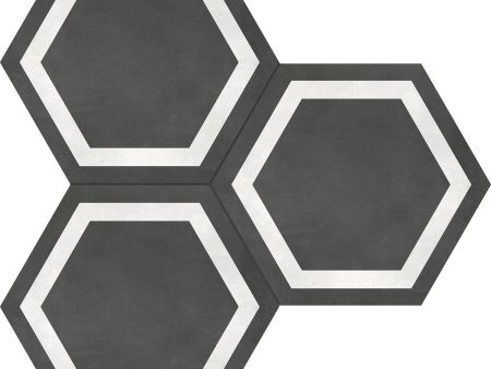 Anatolia - Form HD 7 in. x 8 in. Hexagon Frame Porcelain Tile - Graphite For Discount