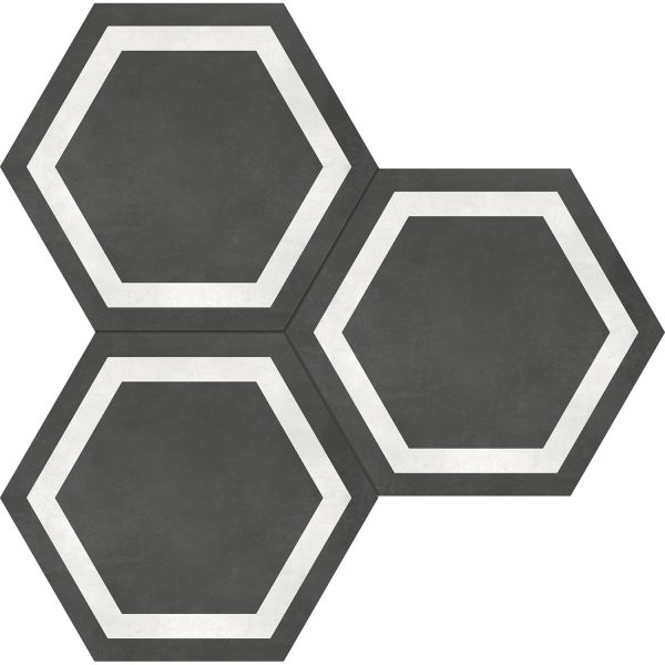 Anatolia - Form HD 7 in. x 8 in. Hexagon Frame Porcelain Tile - Graphite For Discount