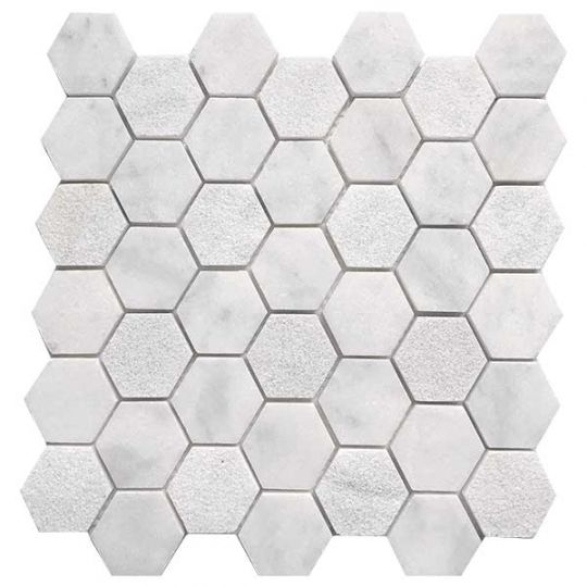 Tesoro Metropolitan Contempo - Carrara Multi Finish 2 in. Hexagon Mosaic Discount