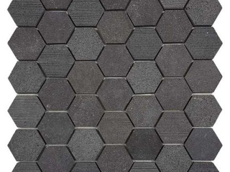 Tesoro Metropolitan Contempo - Basalt Multi Finish 2 in. Hexagon Mosaic For Sale