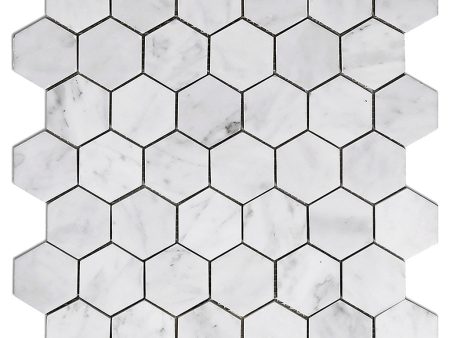 DW Tile & Stone - 2  Hexagon Bianco Gioia Marble Mosaic Tile - Honed For Cheap