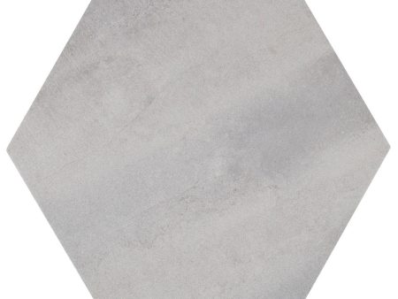 Lungarno Ceramics - Disk 14 in. x 16 in. Porcelain Hexagon Tile - Grey Discount