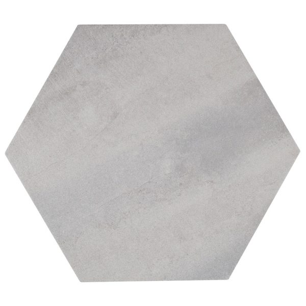 Lungarno Ceramics - Disk 14 in. x 16 in. Porcelain Hexagon Tile - Grey Discount