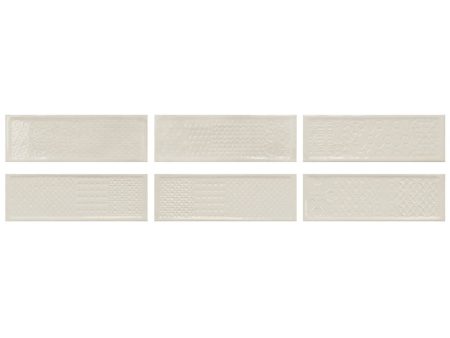 Happy Floors - Titan - 4 in. x 12 in. Deco Ceramic Wall Tile - Glossy - Ivory Online now