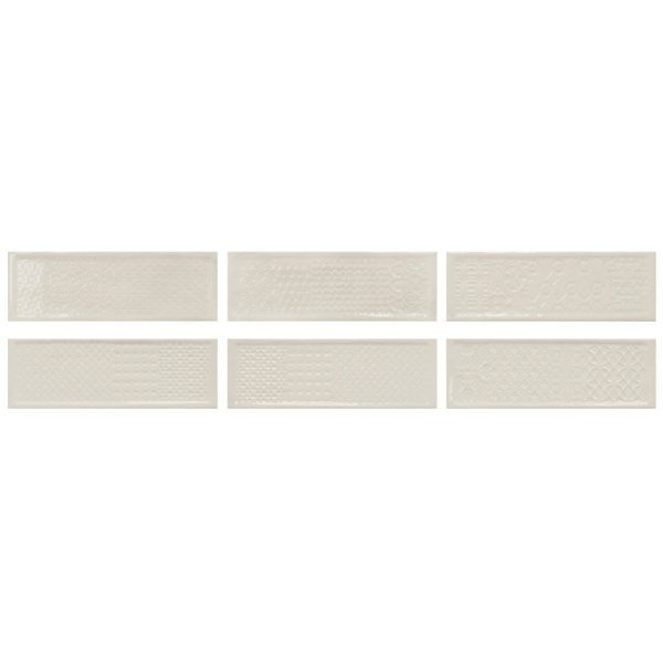 Happy Floors - Titan - 4 in. x 12 in. Deco Ceramic Wall Tile - Glossy - Ivory Online now