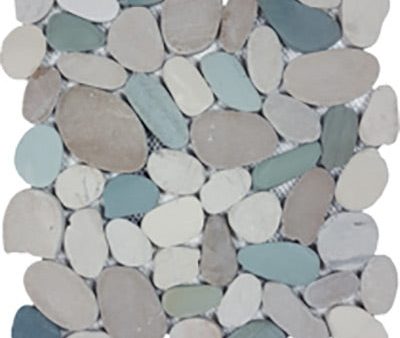 Tesoro Decorative Collection - Ocean Stone Mosaics - White Green Tan Sliced Online