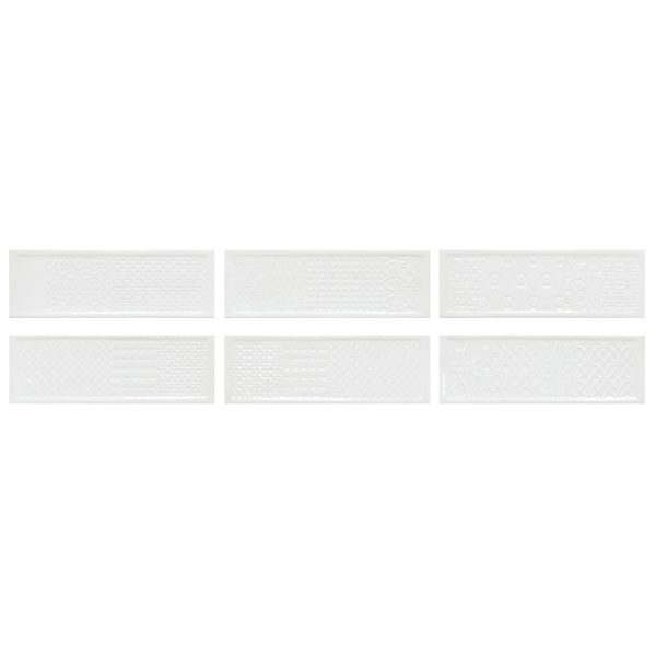 Happy Floors - Titan - 4 in. x 12 in. Deco Ceramic Wall Tile - Glossy - White Fashion