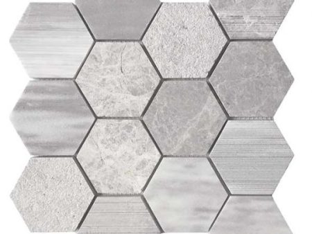 Tesoro Metropolitan Contempo - Marine Multi Finish 3 in. Hex Blend Mosaic Sale