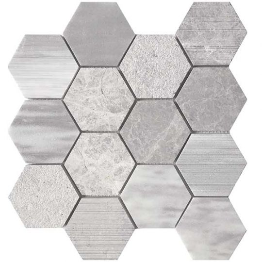 Tesoro Metropolitan Contempo - Marine Multi Finish 3 in. Hex Blend Mosaic Sale