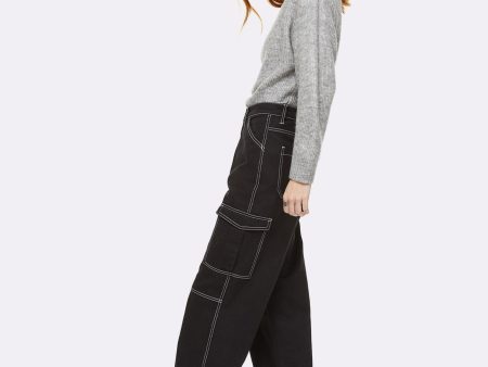 High Waisted Cotton Pant - Black Online Sale