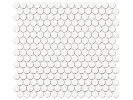 Anatolia - Soho Porcelain - 3 4 in. Penny Round Mosaic - Canvas White Glossy Supply