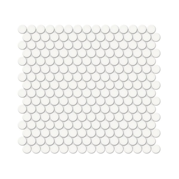 Anatolia - Soho Porcelain - 3 4 in. Penny Round Mosaic - Canvas White Glossy Supply