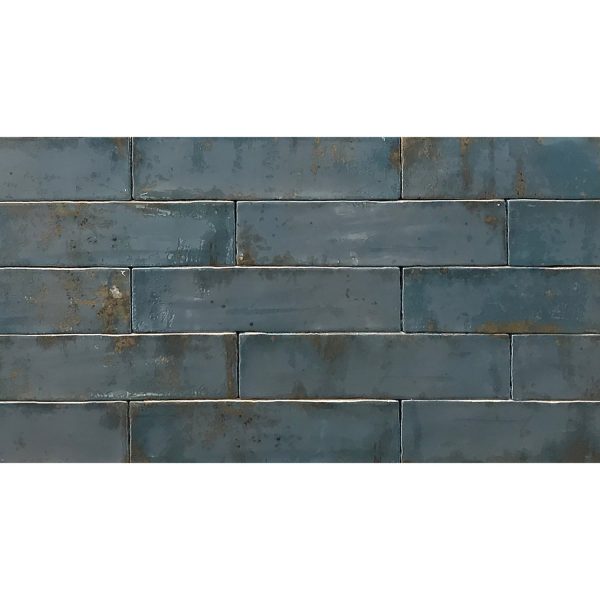 Tesoro Decorative Collection - Grunge Ceramic 3 in. x. 12 in. Wall Tile - Blue For Sale