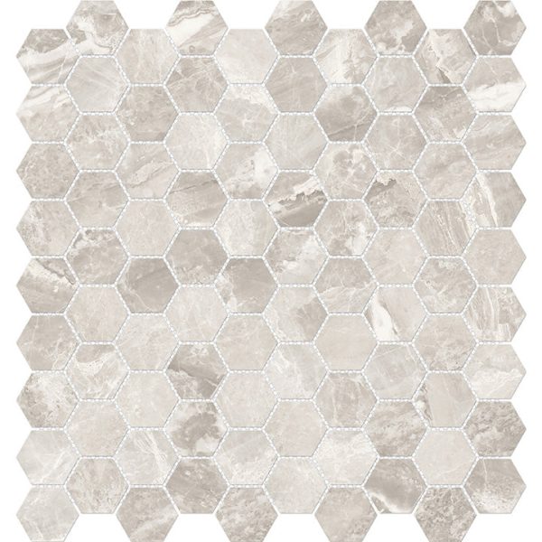 Anatolia Mayfair 1.25 in. x 1.25 in. HD Porcelain Hexagon Mosaics - Stella Argento (Polished) Online Sale