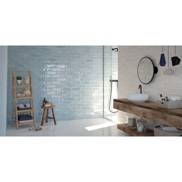 Happy Floors - Titan - 4 in. x 12 in. Touch Ceramic Wall Tile - Glossy - Aqua Online Sale