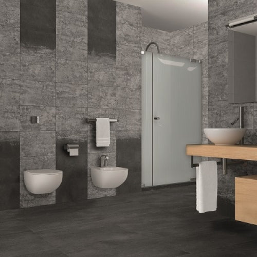 Lungarno - Stoneway 12 in. x 24 in. Glazed Porcelain Tile - Line Anthracite Online Sale