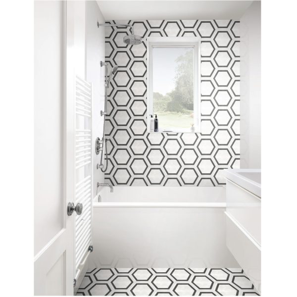 Anatolia - Form HD 7 in. x 8 in. Hexagon Frame Porcelain Tile - Ivory Hot on Sale