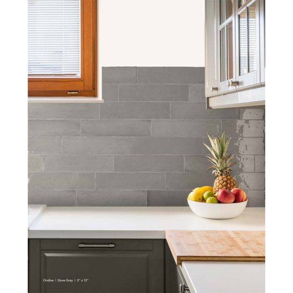 Topcu - Ondine 3 in. x 12 in Wall Tile - Dove Grey For Discount