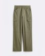 High Waisted Cotton Pant - Khaki For Discount