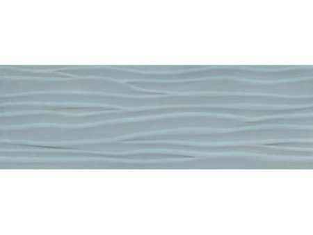 Happy Floors - Titan - 12 in. x 36 in. Rectified Ceramic Wave Wall Tile - Glossy - Aqua Discount